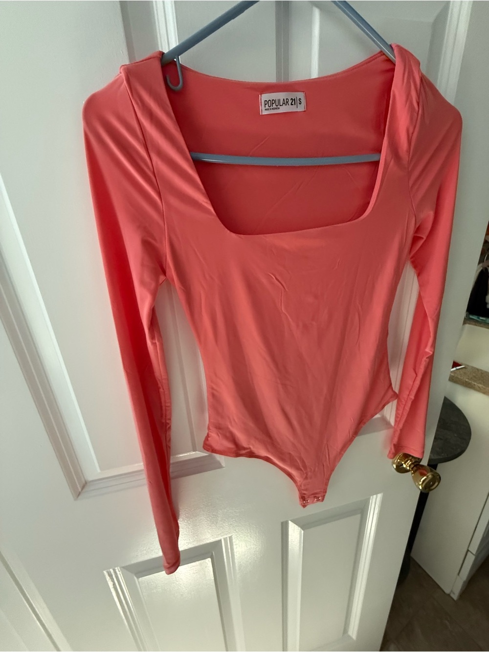 Coral Long-Sleeve Square Neck Bodysuit